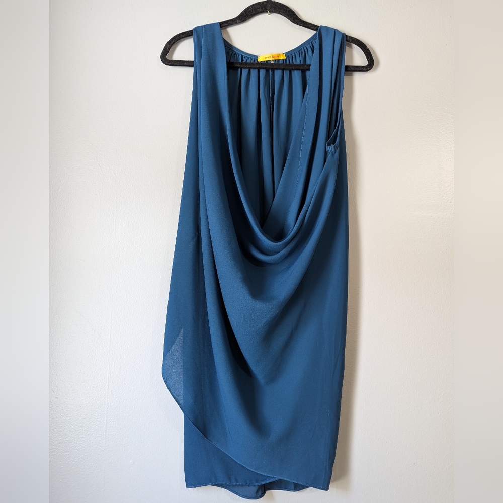 James Lacroix Swimsuit Coverup Blue Draped Flowy Chiffon Wrap Dress M